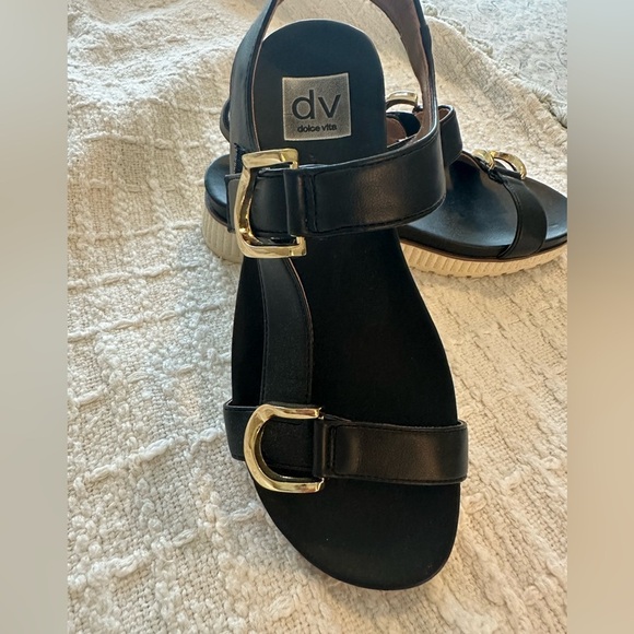 DV by Dolce Vita Shoes - DV dolce vita Sz 6.5 Black Sandals with Gold Buckles